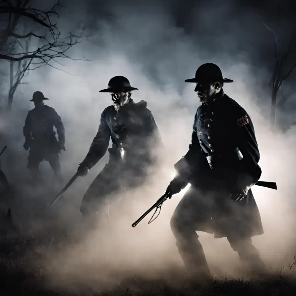 Civil War solider ghosts in battle