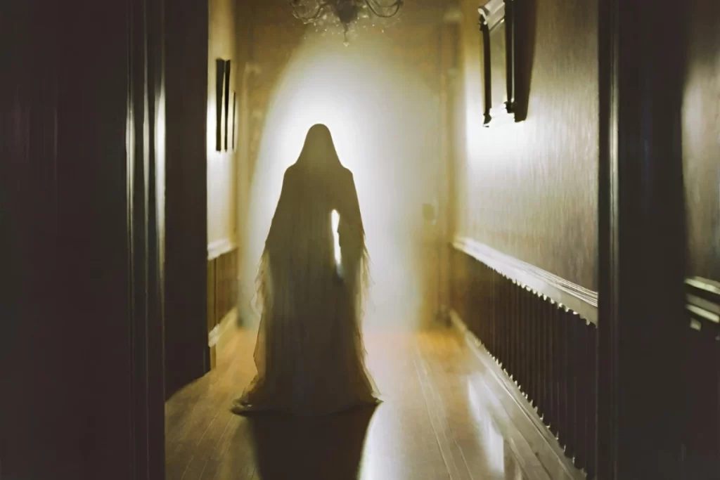 A ghost in the hallway of the home on the Woodlawn Plantation in Alexandria