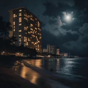 Waikiki Prince Hotel Hawaii Under Moonlightht