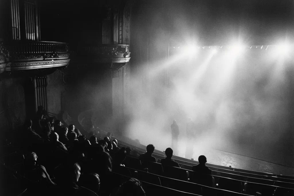 A theater filled with guests