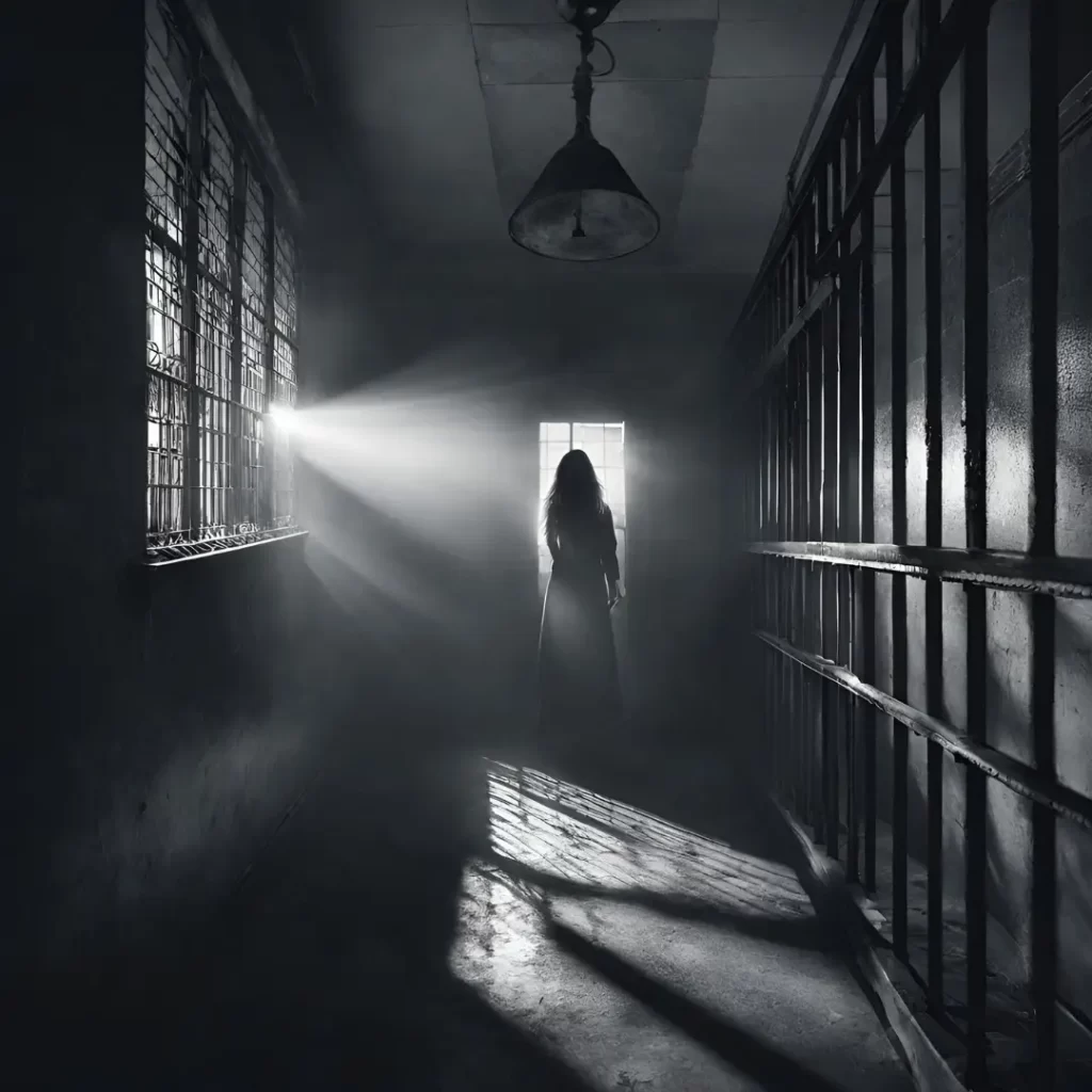 A female ghost in a jail