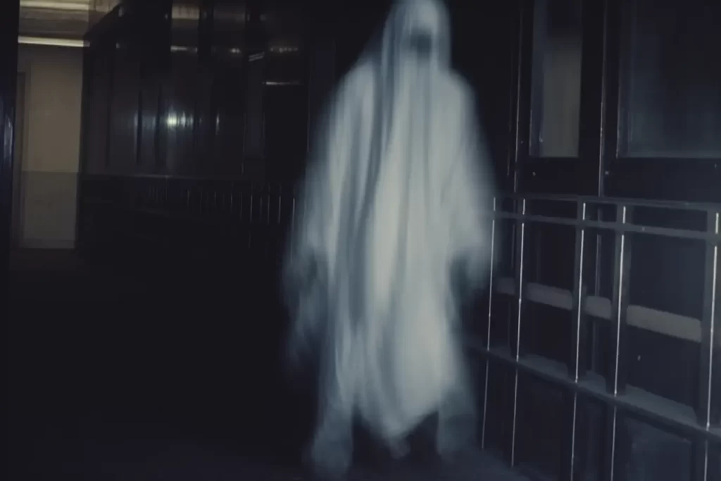 A ghostly figure in a building