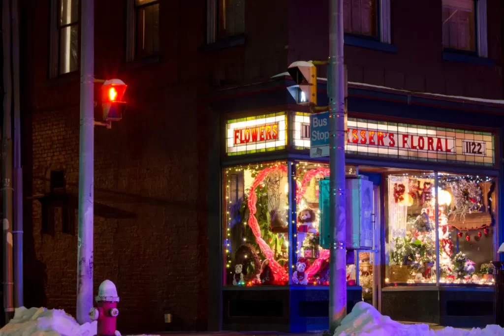 The window of a flower shop