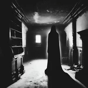 A dark figure in a basement