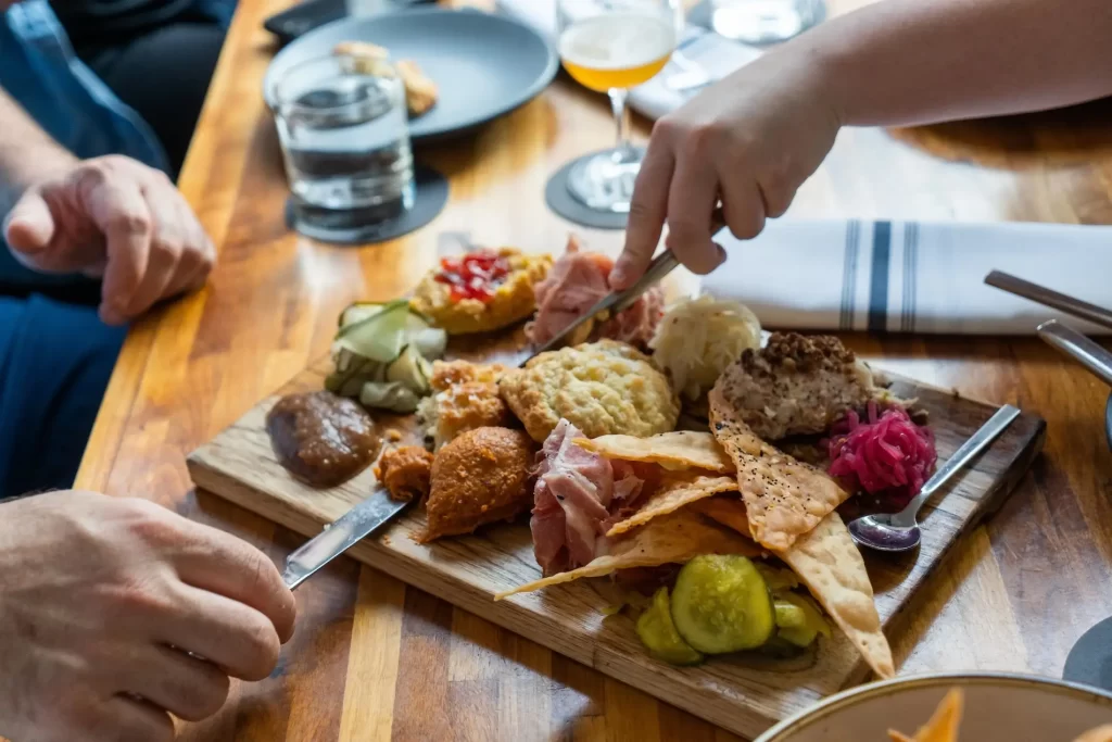 Food on a wooden board