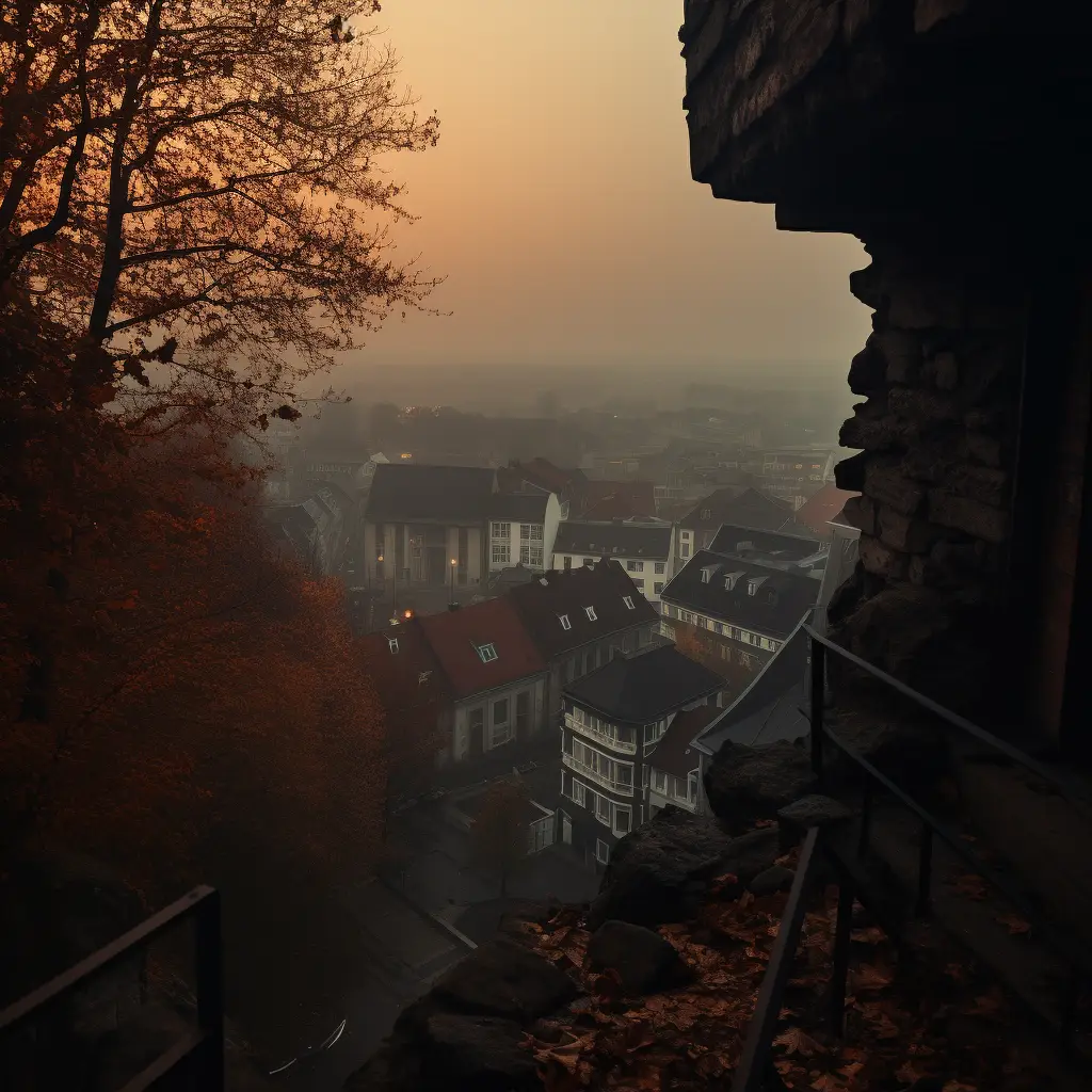 A click overlooking a town