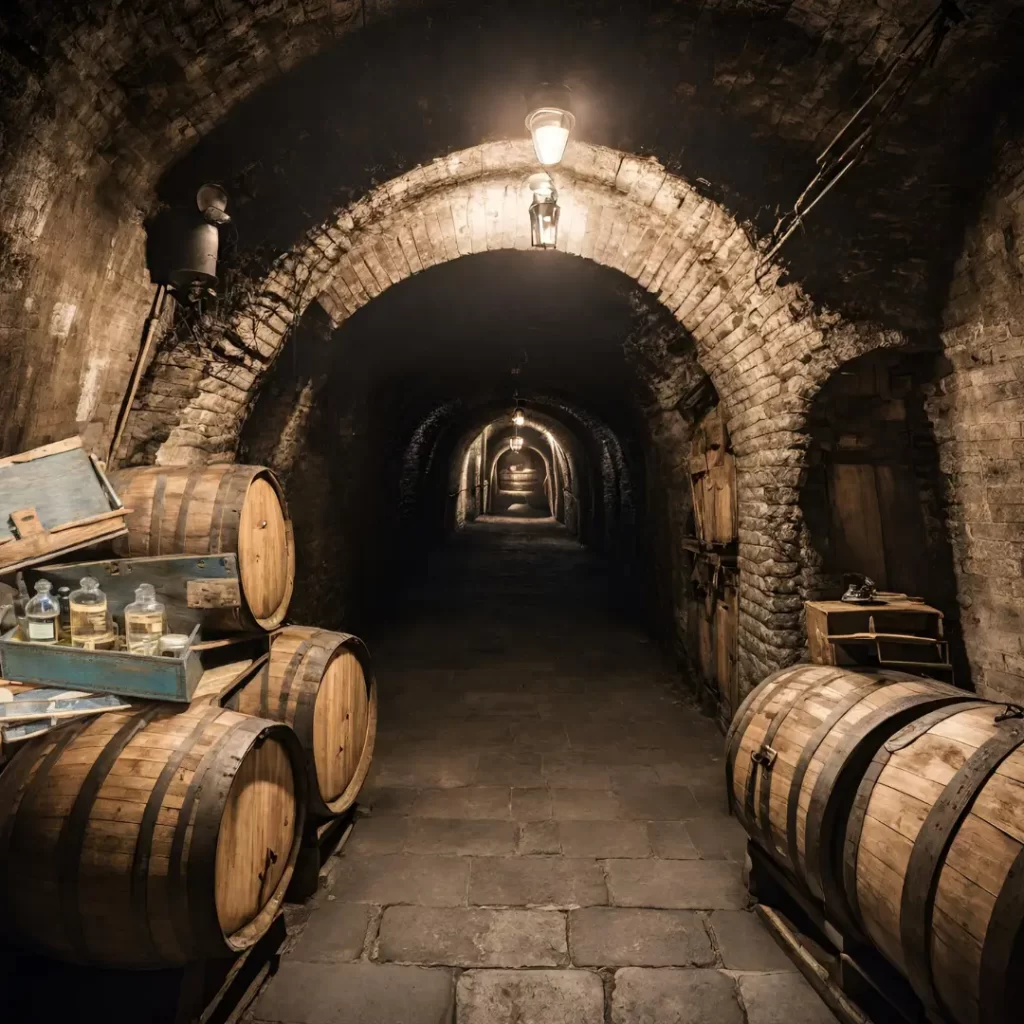 Brick tunnel with barrels